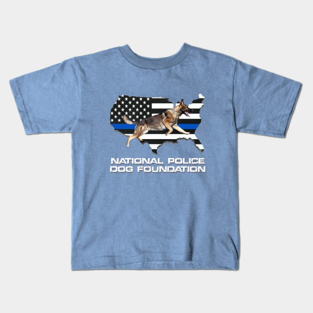 NPDF and blue stripe Kids T-Shirt by National Police Dog Foundation